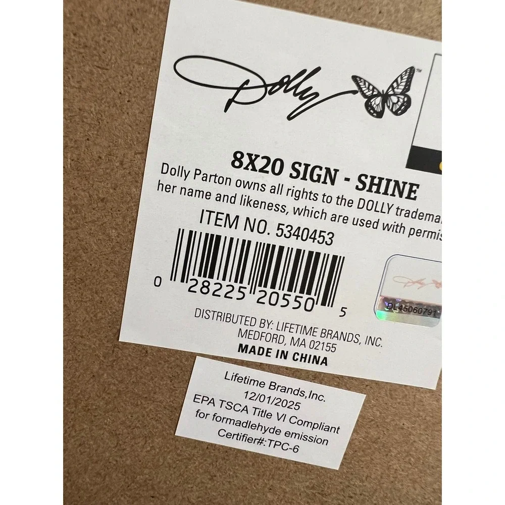 DOLLY PARTON Shine Like The Sun Framed Wall Decor 8x20 Pink Yellow w/ Hooks NWT